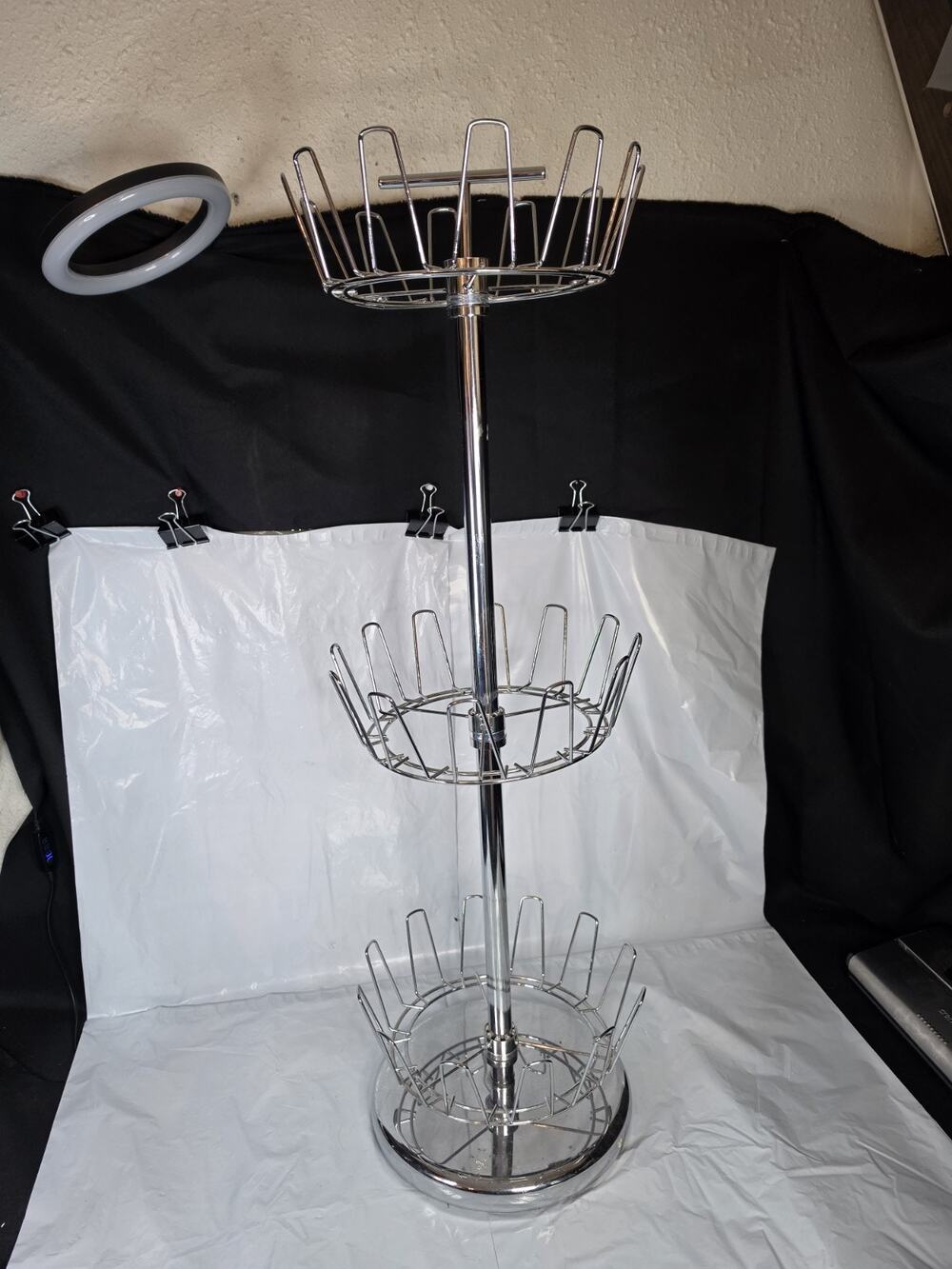 3-Tier Revolving Shoe Tree, Heavy-Duty Steel with Stabilized Base, Holds 18 Pair